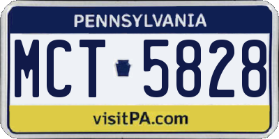 PA license plate MCT5828
