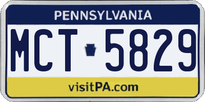 PA license plate MCT5829