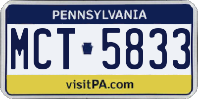 PA license plate MCT5833