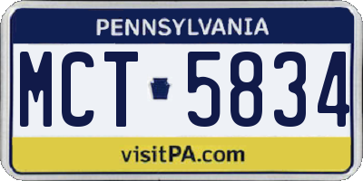 PA license plate MCT5834