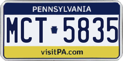 PA license plate MCT5835