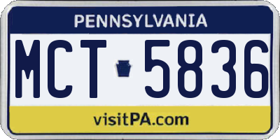 PA license plate MCT5836