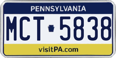 PA license plate MCT5838