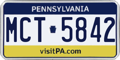 PA license plate MCT5842