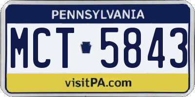 PA license plate MCT5843