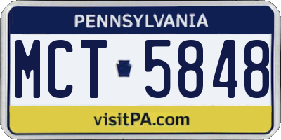PA license plate MCT5848