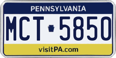 PA license plate MCT5850