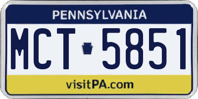 PA license plate MCT5851