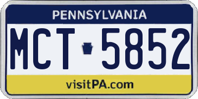 PA license plate MCT5852