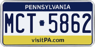 PA license plate MCT5862