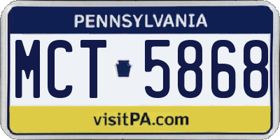 PA license plate MCT5868