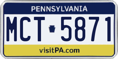 PA license plate MCT5871