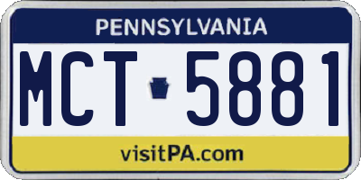 PA license plate MCT5881