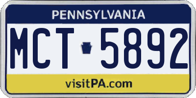 PA license plate MCT5892