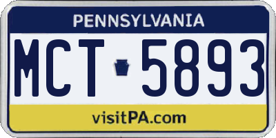 PA license plate MCT5893