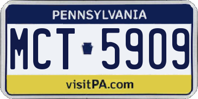 PA license plate MCT5909