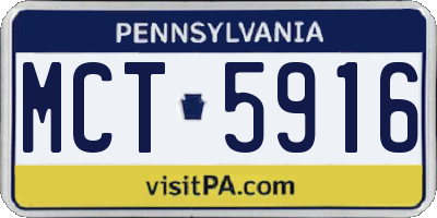 PA license plate MCT5916