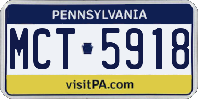 PA license plate MCT5918