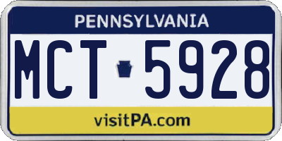 PA license plate MCT5928