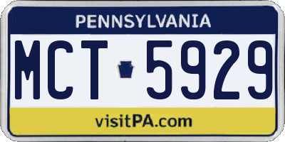 PA license plate MCT5929