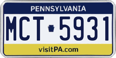 PA license plate MCT5931