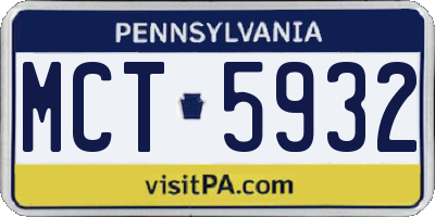PA license plate MCT5932