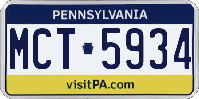 PA license plate MCT5934