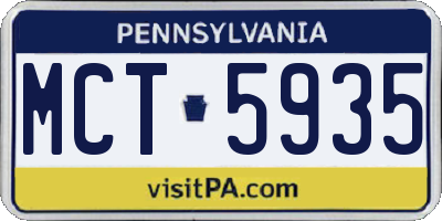 PA license plate MCT5935