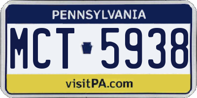 PA license plate MCT5938