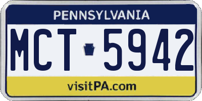 PA license plate MCT5942