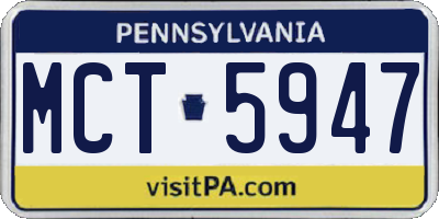 PA license plate MCT5947