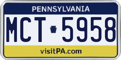 PA license plate MCT5958