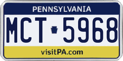 PA license plate MCT5968