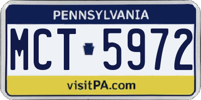 PA license plate MCT5972