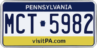 PA license plate MCT5982