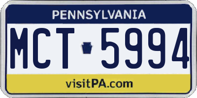 PA license plate MCT5994