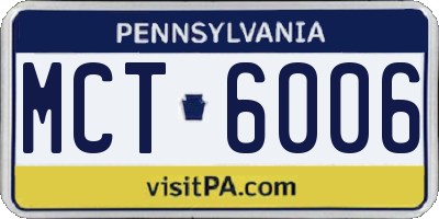 PA license plate MCT6006