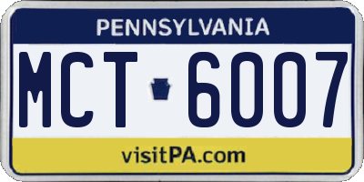 PA license plate MCT6007