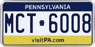 PA license plate MCT6008
