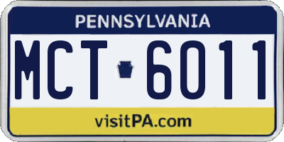 PA license plate MCT6011