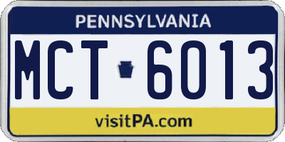 PA license plate MCT6013