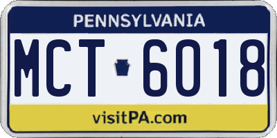 PA license plate MCT6018