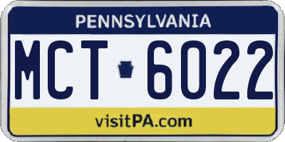 PA license plate MCT6022