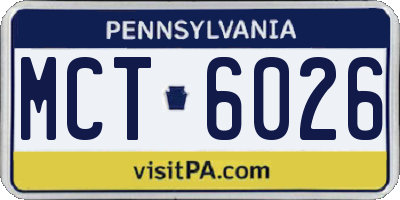 PA license plate MCT6026