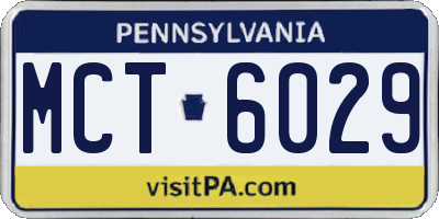 PA license plate MCT6029
