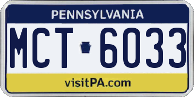 PA license plate MCT6033