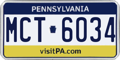 PA license plate MCT6034
