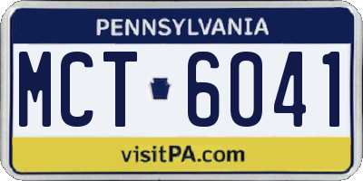 PA license plate MCT6041