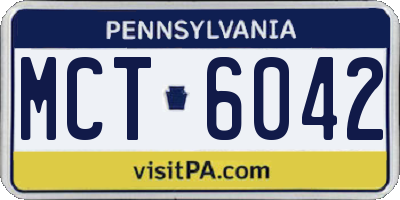 PA license plate MCT6042