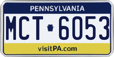 PA license plate MCT6053